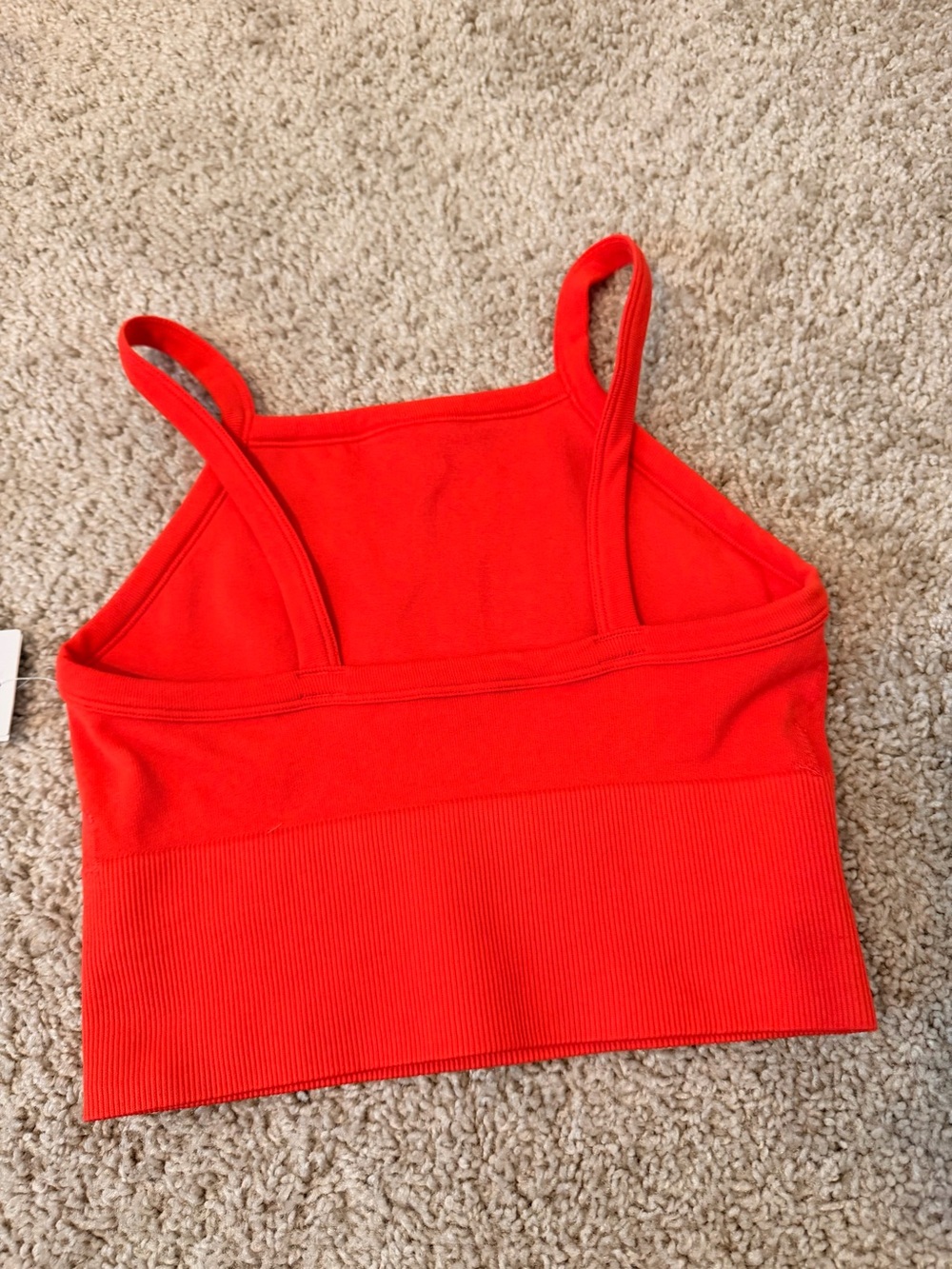 Red Cropped Ribbed Tank w/ in-shelf bra, Small - Picture 2 of 5